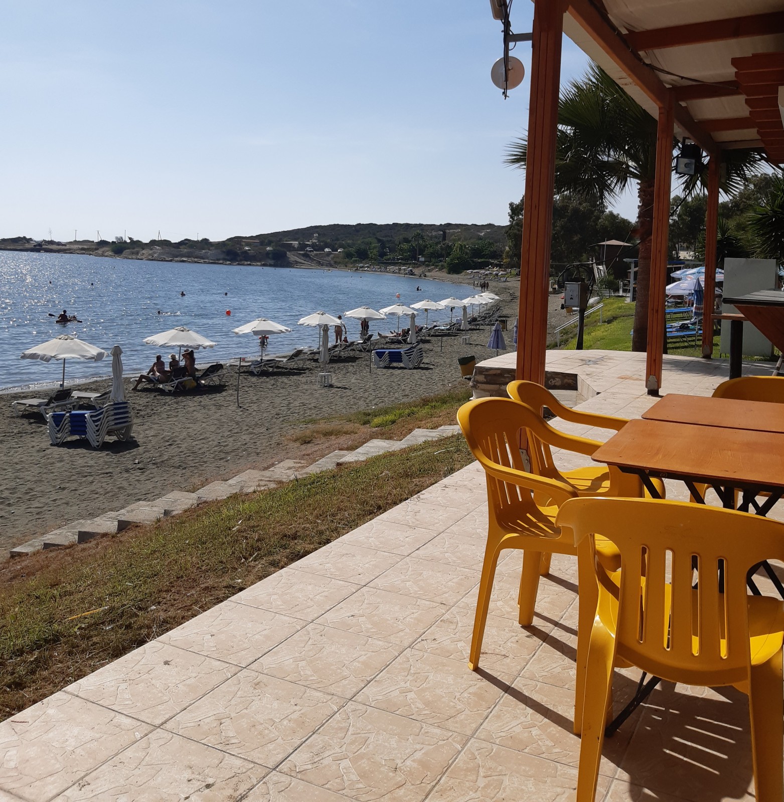 Working in the sun at Governor's Beach Cyprus
